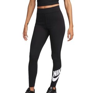 Nike Leggings - Black White Swoosh Logo